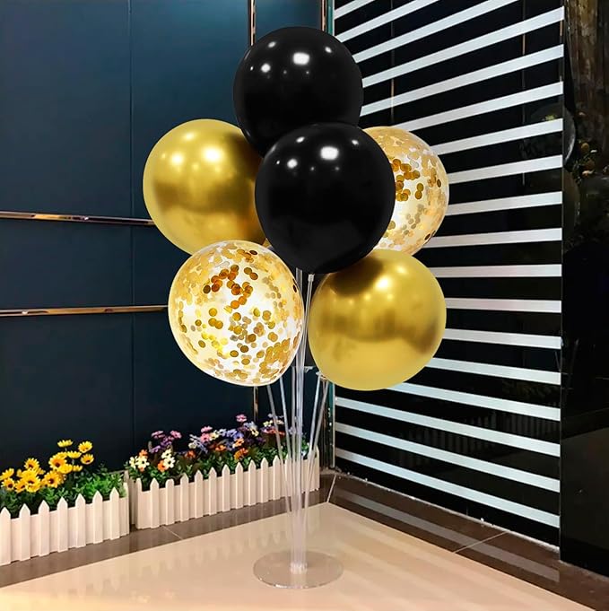 ZJDHPTY Black and Gold Balloon Stand Centerpiece Table Decorations Black and Gold Party Decorations for Birthday Wedding Retirement Anniversary Father's Day New Years Graduation 2026 (Black gold set5)