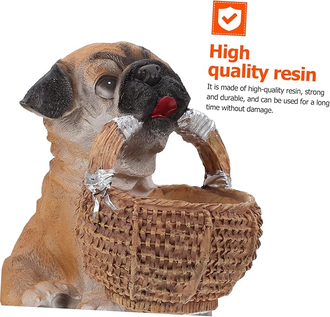 ABOOFAN 1Pc Creative Puppy Adornment Resin Keys Holder Basket for Desktop Organization Storage Container for Home and Entryway Unique Dog Statue Design