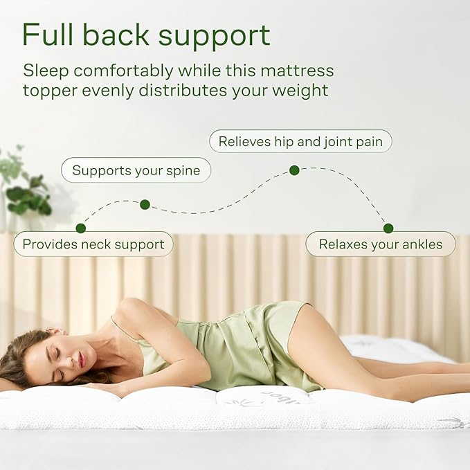 Niagara Ultra Soft Queen Size Mattress Topper - Viscose Made from Bamboo Pillow Top Mattress Pad for Back Pain Relief - Naturally Cooling for Hot Sleepers, fits 6-18" Mattress, 600GSM, White