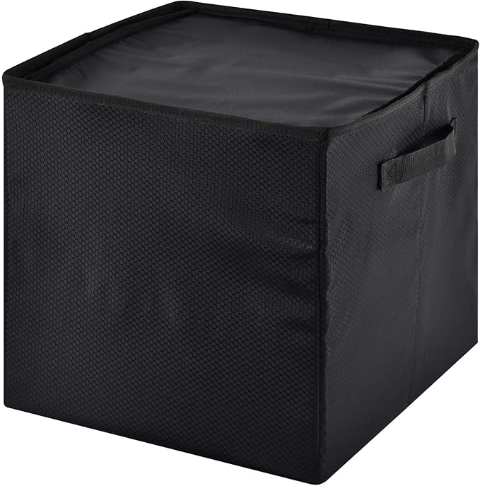 Black Christmas Ornament Storage Basket Box Holiday Storage Container Cube with Adjustable Dividers for 64 Holiday Ornaments or Decorations Keeps Clean and Dry for Next Season