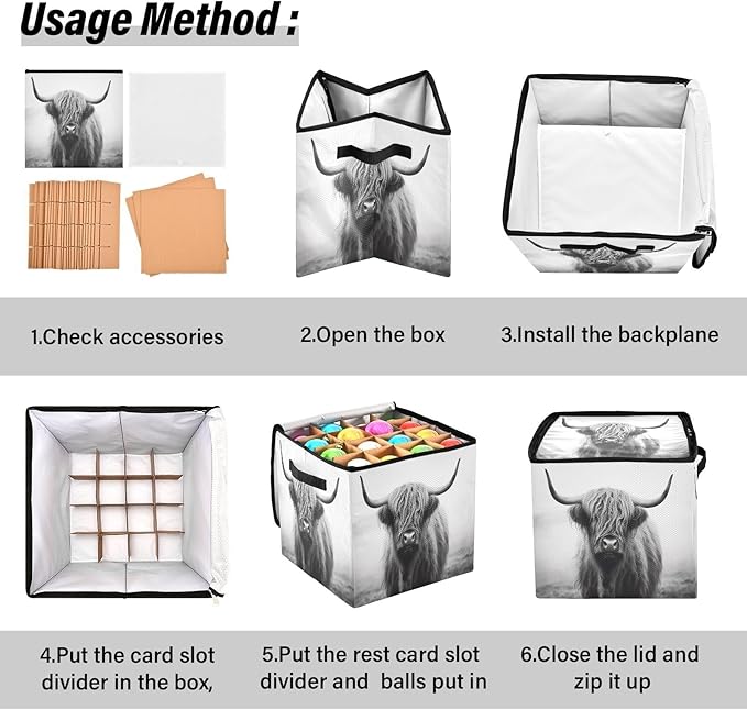 Kigai Highland Cow Christmas Ornament Storage Box with Zipper & Adjustable Dividers Holiday Ornament Organizer Xmas Storage Container, 64 Balls