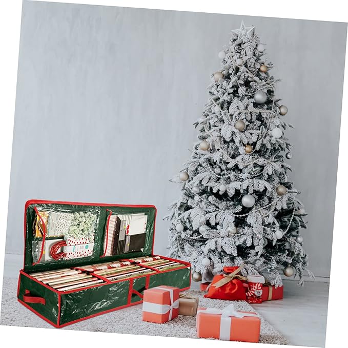 Gift Decoration Paper Storage Bag Wrapping Paper Pouch for Easy Organization Lightweight Tear-Resistant Container for Christmas Closet and Under Bed Storage