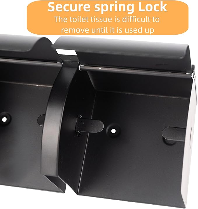 Desyeryamimi Double Roll Toilet Paper Holder Dispenser with Shelf Storage-Commercial 2-Roll Side by Side Stainless Steel Toilet Tissue Holder/Dispenser Wall Mount for Bathroom/Restroom(Black