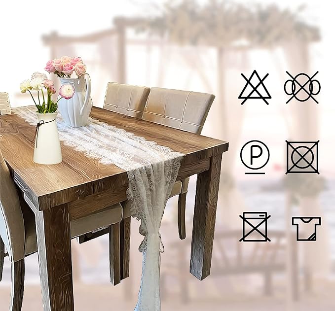 10 Pcs White Lace Table Runner 14 x 120 Inch Embroidered Boho Table Runner for Wedding Party Bridal Shower Decorations Vintage Rustic Table Runners