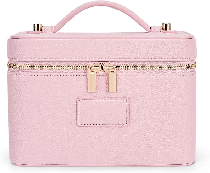HiTotes Makeup Bag Vanity Case for Women Leather Cosmetic Bag Travel Toiletry Bags Portable Makeup Organizer Case