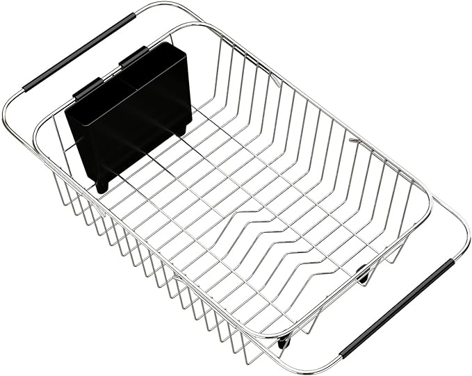 TESOT Adjustable Over Sink Dish Rack Stainless Steel Dish Drying Rack On Counter or in Sink, Rustproof