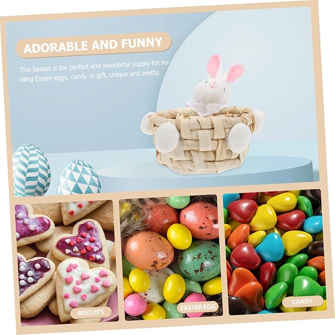 PRETYZOOM Easter Bunny Storage Basket Adorable Straw Woven Basket for Home Decor Random Color for Living Room Boys and Girls Room Garden and Easter Celebrations