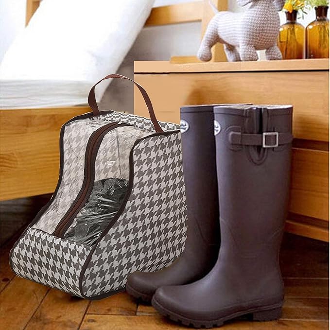 Under Bed Shoe Storage Organizer, 2 Pack Waterproof Boot Storage Bag with Visual Window, Dust Proof Shoe Bags for Boots, Shoes, and Sneakers (A)