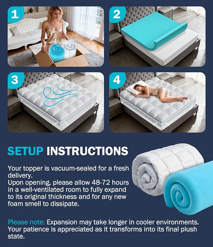 Dual Layer 4 Inch Memory Foam Mattress Topper Twin Size, 2" Cooling Gel Memory Foam & 2" Plush Pillow Top, CertiPUR-US Mattress Pad Cover Medium Support for Pressure Relief, Deep Pocket, White