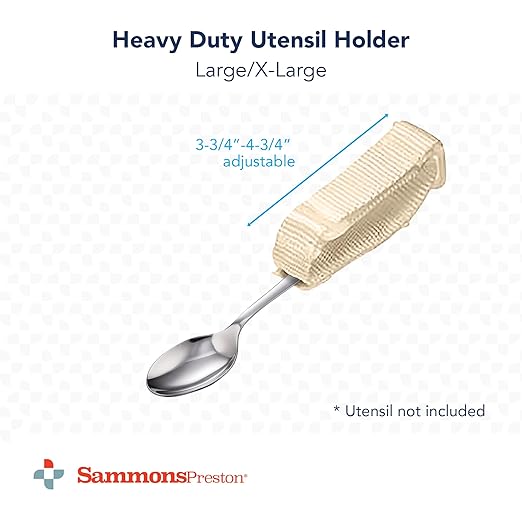 Sammons Preston Heavy-Duty Utensil Holder, Large/X-Large 3-3/4"- 4-3/4" knuckle width; universal cuff strap supports limited grip, fits most utensils, adaptive, comfortable, and latex-free