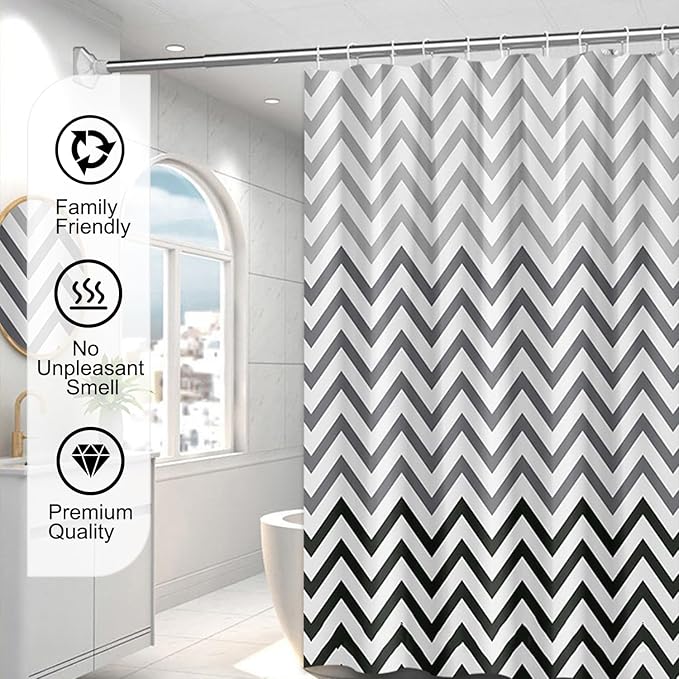 TIKABC Shower Curtain Liner, 4G PEVA Shower Liner, Plastic Peva Waterproof Shower Curtains, 72x72 inch with Grommet Holes 3 Magnetic Weights