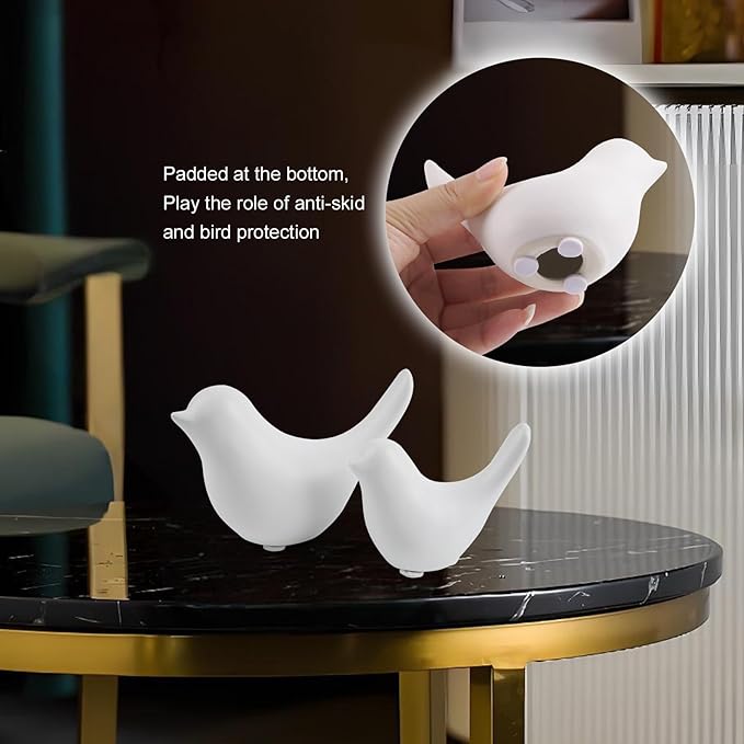 Elegant White Small Bird Sculptures,Modern Abstract Art Pieces for Bookshelf Decor, Coffee Table Decor, and Luxury Home Decor Accents(2Pcs White Birds)
