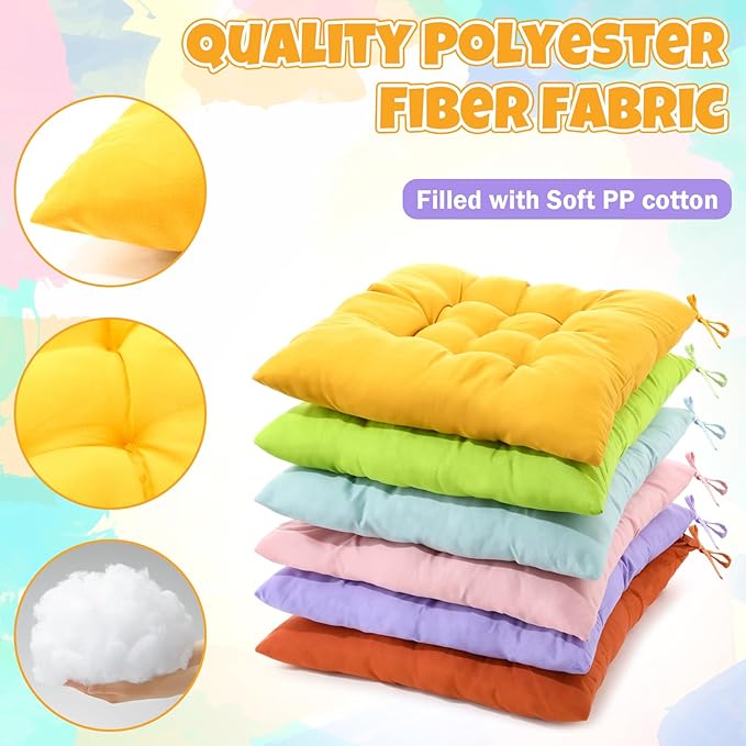 Geetery 12 Pcs Floor Pillows Bulk Seating Cushions for Floor Chair 15.7'' Large Meditation Cushion for Yoga Living Room Tatami Bedroom Balcony Office (Candy Color,Square)