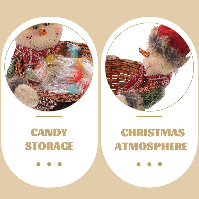 Outanaya Christmas Balls Ornaments Snowman Decor Candy Storage Basket Xmas Party Holder Random Style