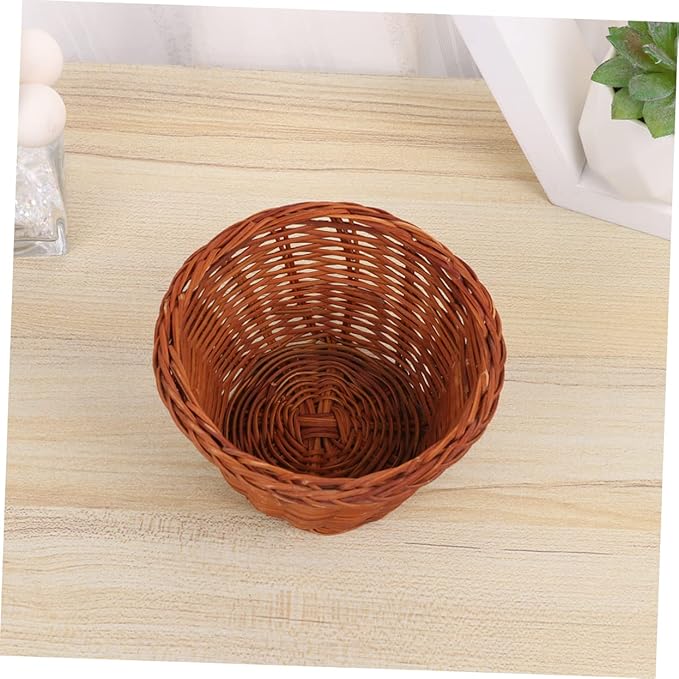 PRETYZOOM Round Mini Easter Basket Weaving Storage Holder Decorative Storage for Home Nursery and Festivals Height Natural Vine Material