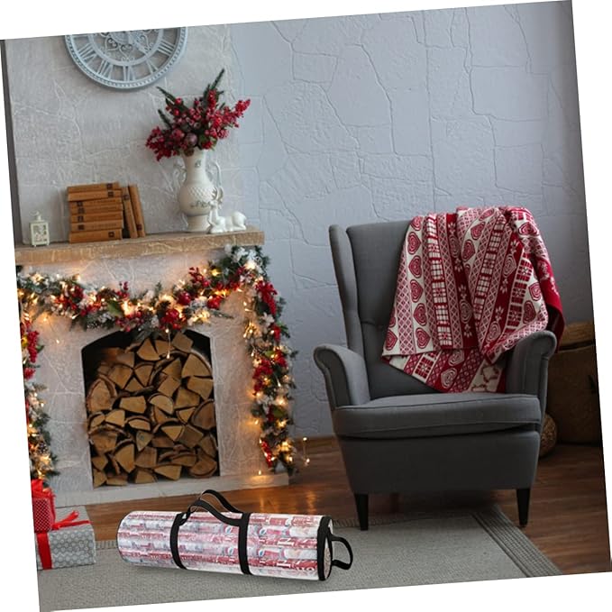 FOMIYES Handheld Christmas Wrapping Paper Storage Bag Decorative Cylindrical Organizer for Easy to Handles for Closet and under Bed Storage