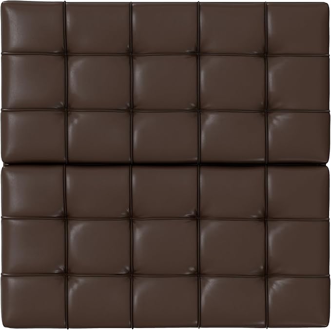 SIMPLIHOME Harrison Large Coffee Table Storage Ottoman - 40 inch Wide Upholstered Vegan Leather Square Lift-Top Ottoman in Chocolate Brown, Transitional Bench for Living Room with Sturdy Base