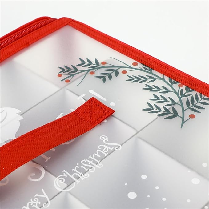 Ornament Boxes - Zippered Organizer Bins with Dividers, Christmas Storage Box with Lid and Handle, Sturdy Fabric Material, Premium Holiday Storage Accessory, Perfect for Home Basement Garage Closet