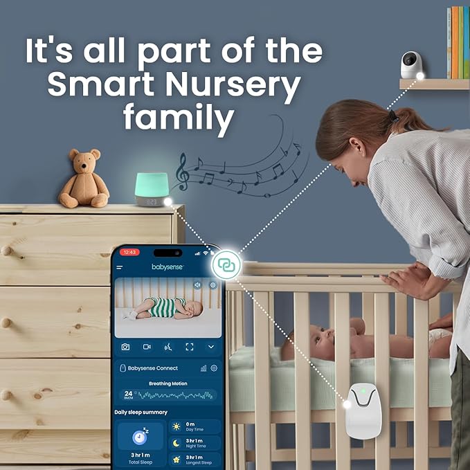 Babysense Baby Sound Machine with Night Light | 2nd Gen | 28 Soothing Sounds | Toddler Sleep Trainer | App-Controlled White Noise Machine | Sleep Timer | 2.4GHz WiFi | US Only