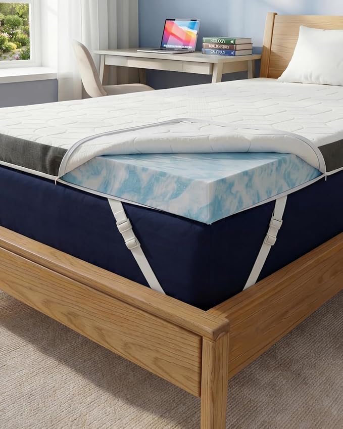 Memory Foam Mattress Topper with Cooling Cover - 3 Inch Cooling Gel Mattress Topper - Extra Plush, Thick & Comfortable - Twin Size Mattress Pad with Washable Cover - Pressure & Pain Relief Bed Topper