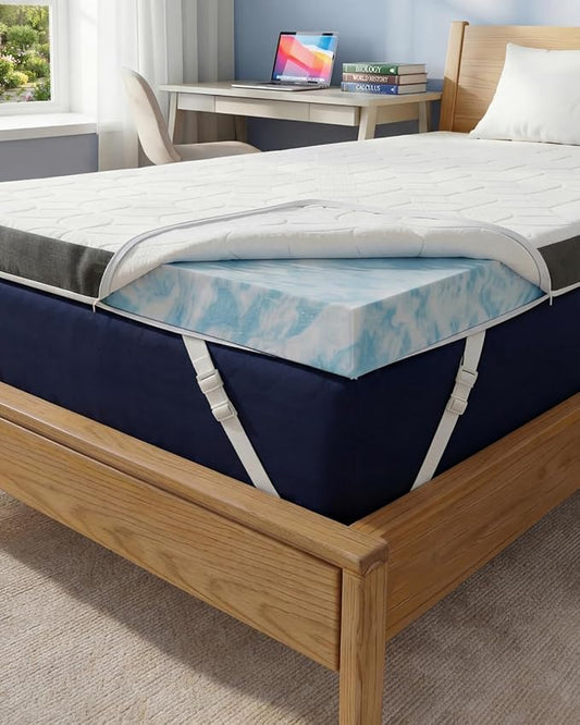 Memory Foam Mattress Topper with Cooling Cover - 3 Inch Cooling Gel Mattress Topper - Extra Plush, Thick & Comfortable - Twin Size Mattress Pad with Washable Cover - Pressure & Pain Relief Bed Topper