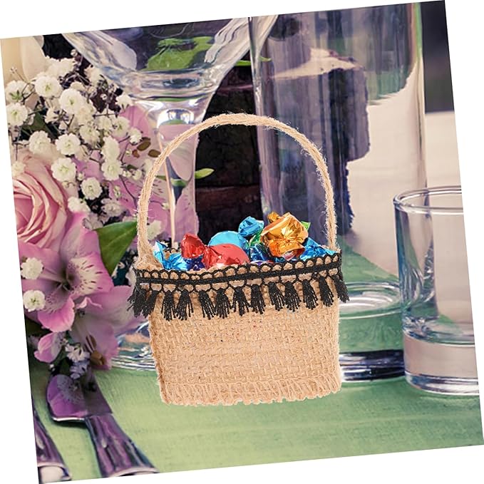 SHOWERORO 5pcs Miniature Flower Holder Bags for Wedding Parties Decorative Candy Storage Pouches Versatile Little Baskets with Handles for Festivals and Celebrations