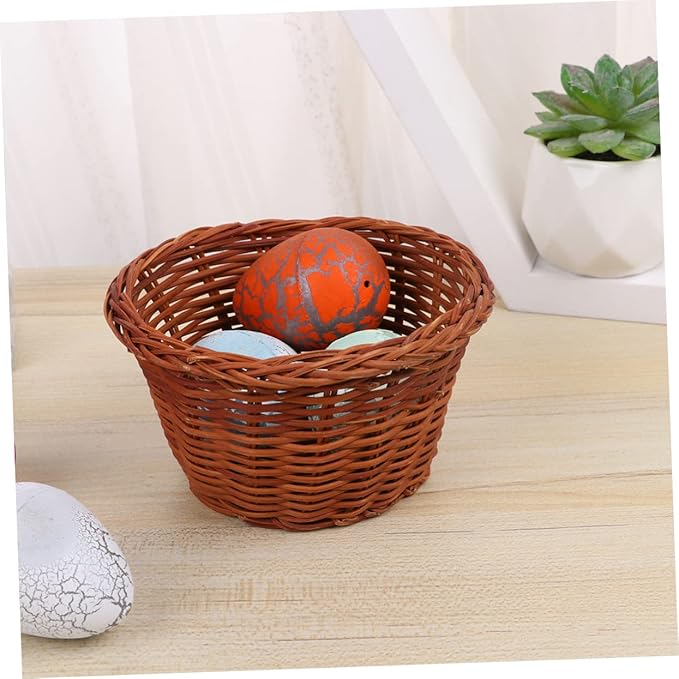 PRETYZOOM 2pcs Easter Mini Basket for Storage Decorative Weaving Basket for Candy Cookies and Eggs Height for Home Decor and Gifting