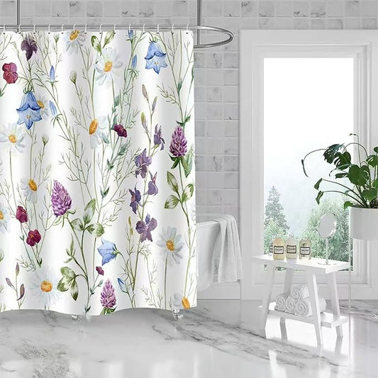 LLSCL Fabric Shower Curtain Liner with Magnets, Blue Hanging Orchid Waterproof Hotel Quality, 72 x 72 Machine Washable