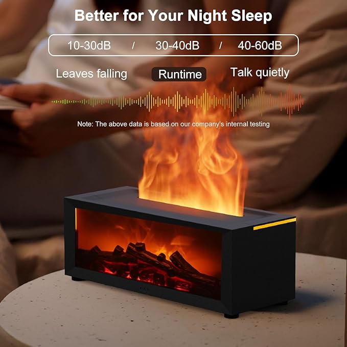 Essential Oil Diffuser, Fireplace Flame Aromatherapy Diffuser with 7 Colors Light, Oil Diffuser, Humidifier, Aroma Diffusers for Home, Office, Yoga, Timer & Waterless Auto Off