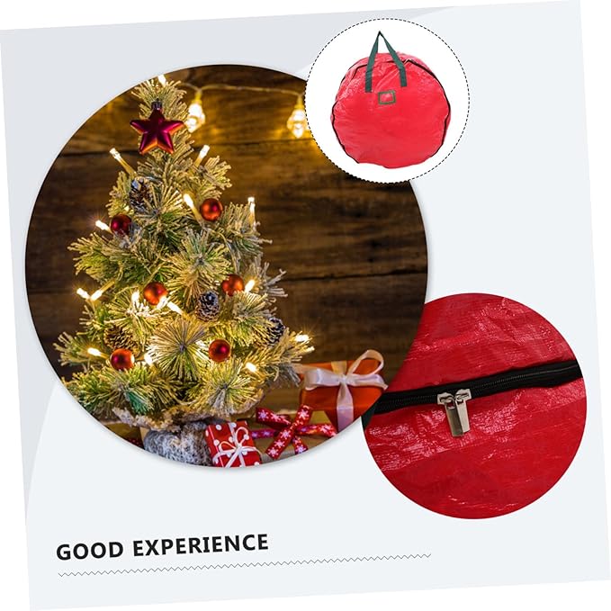 Garneck 4pcs Double Wreath Storage Bag Zippered Organizer Pouch with Carry Straps for Holiday Wreath Decoration Storage
