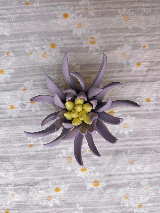 AMERRY Yimi flower, 2.76" 3D Handmade Porcelain Flower Wall Art Decor, 3D Ceramic Flower Wall Decor, Home Office Decor, Unique Gift for Home Office Decor,Girls (Purple)