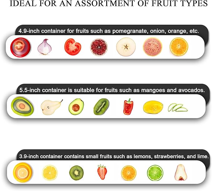 ANGEO Fruit Storage Containers for Fridge, Avocado Saver, Fruit and Vegetable Anti-Oxidation Storage Box, Set of 4 Reusable Refrigerator Storage Containers for Maintaining Freshness of Food