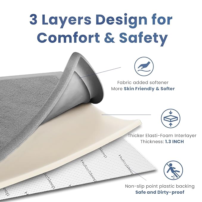 Baby Play Mat for Floor,1.3" Thick Memory foam Tummy Time Mat,Water Repellent Soft Velvet Nursery Rug,Extra Large Non Slip for Crawling,Toddlers,Infants,kids,Tatami Style for Living Room(Light Grey)