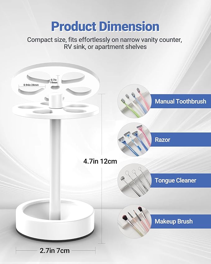 White Toothbrush Holder Stand for Bathroom, Small Tooth Brush Holder Storage Organizer for Kids, Modern Cute Vanity Countertop Accessories Decor for Farmhouse Dorm