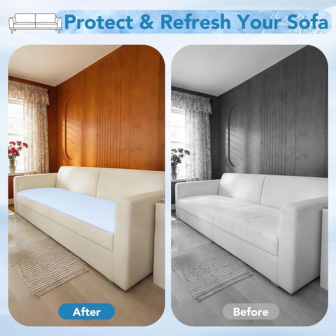 Non Slip Cooling Couch Cover for Seat, Pet Friendly Couch Protector for Dogs&Pets,Breathable Sofa Cushion Cover for 2–3 Seater Couches,Soft Washable Sofa Pad for Leather & Fabric Sofas,Blue,25.6"×59"
