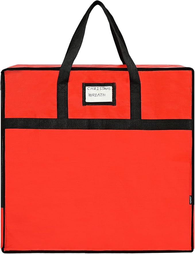 HOMEST Christmas Wreath Storage Container, Wreath Bag, Durable Material, Zipper, Extra Securing Straps, Reinforced Handles, Dust, Pest Protection, 30" Premium Wreath Storage Organizer Box