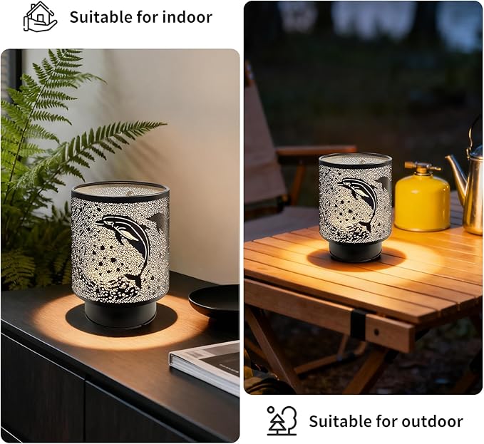 Battery Operated Table Lamp, Cordless Lamps for Home Décor, Nightlight with LED Bulb with Timer for Living Room Bedroom Tabletop Entryway Centerpiece Gift (Dolphin)