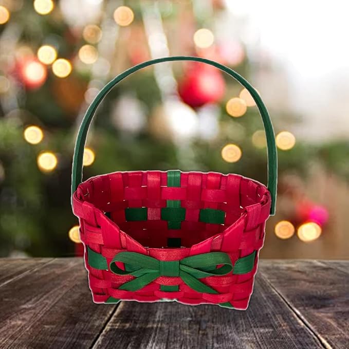Basket Storage Basket with Basket Creative Multipurpose Ornament Woven Basket Party Favor Basket, Red with Clear Bag