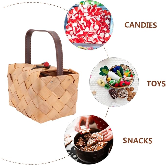 PRETYZOOM Wooden Wrapping Basket Multi-purpose Storage Basket for Presents Decor