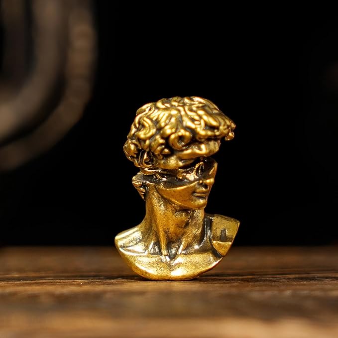 CHOVY Binary David Peep into The Future Sculpture Retro Style Made of Solid 100% Brass Handcrafted Ideal for Home Decor Desk Ornaments Collectible Crafts Office Scene Setters & Artistic Decorations