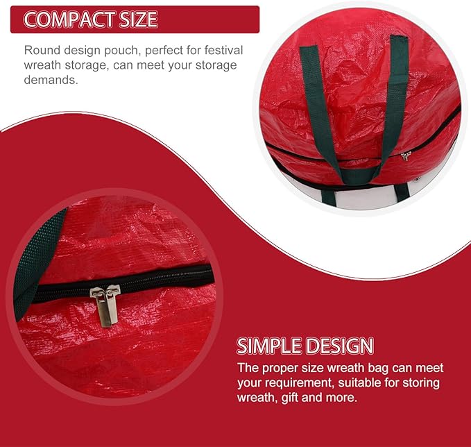 Christmas Wreath Organizer Double Storage Bag Zippered Holder for Wreaths Pe Material for Holiday Decoration Storage