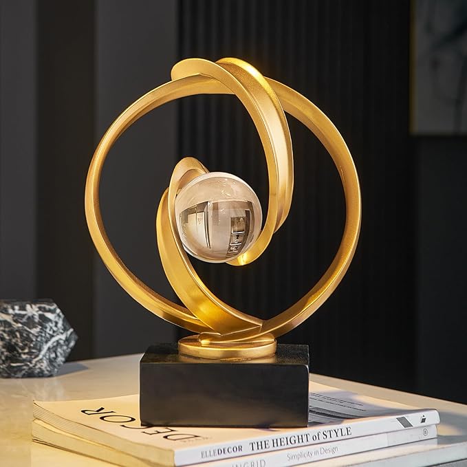Modern Gold Statue Decor for Living Room, Abstract Art Sculptures Home Décor Accents for Coffee Table TV Stand Bookshlf, Resin Decorations for Dining Room Office Bedroom