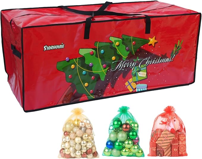 Christmas Tree Storage Bag 5ft/6ft,Up to 7.5ft, Small Christmas Tree Bag,Double Thickened Woven Fabric,Christmas Tree Storage for Disassembling Artificial Tree with 3 Organizer Pouches