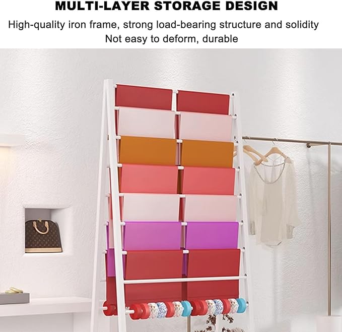 Double-Sided Wrapping Paper Ribbon Rack, Flower Wrapping Paper Storage Rack, Scarf Shelf, Floor Rack with Removable Crossbar, Suitable for Florists, boutiques(Black,80 * 170cm/31.5 * 67in)