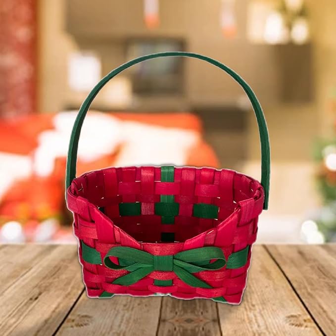 Basket Storage Basket with Basket Creative Multipurpose Ornament Woven Basket Party Favor Basket, Red with Clear Bag