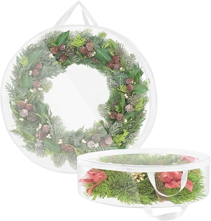 Clear Christmas Wreath Storage Bag with Zippers Door Storage Bag Garlands Storage Bag PVC for Holiday Storage