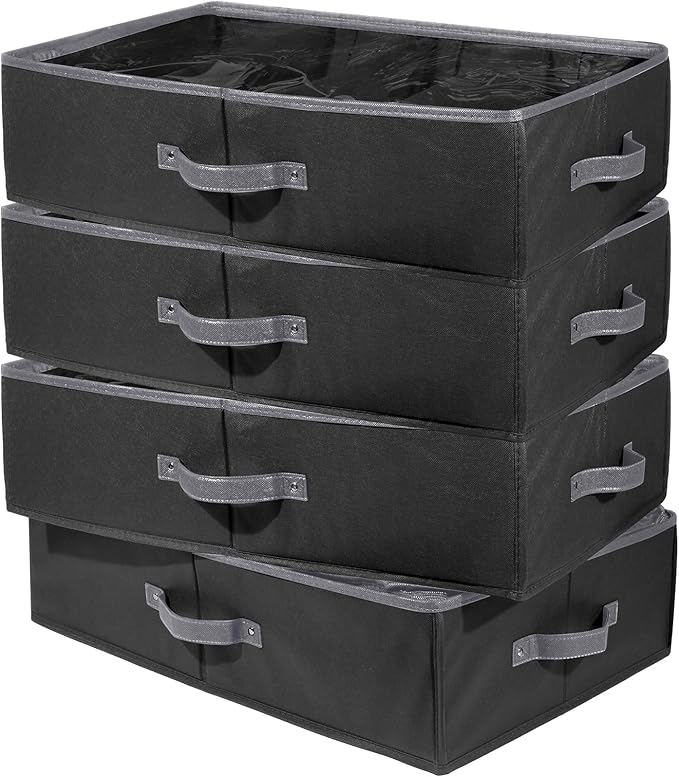 Preboun 4 Pack Clear Top Nutcracker Storage Containers - Christmas Figurine Storage Box, Each Holds 4 Figurines up to 16 Inches (Black)