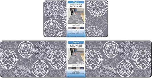 LuxStep Kitchen Mat Cushioned Rugs Anti-Fatigue Mats for Kitchen Floor,Waterproof Non-Slip Mats and Rugs Set for Office,Floor,Laundry 17.3"×30"+17.3"×70",Grey