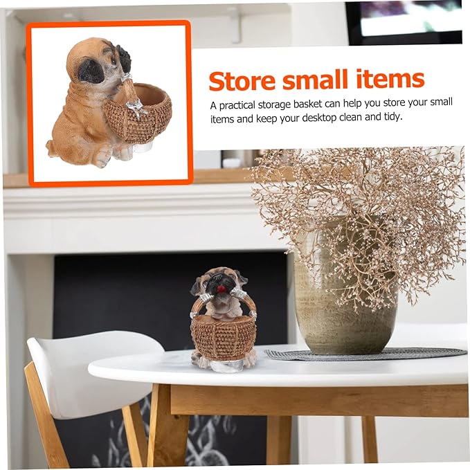 1Pc Cute Puppy Resin Key Holder Tray Multi Functional Storage Basket for Sundries Creative Desktop Adornment for Home Decor for Entryway and Organizing