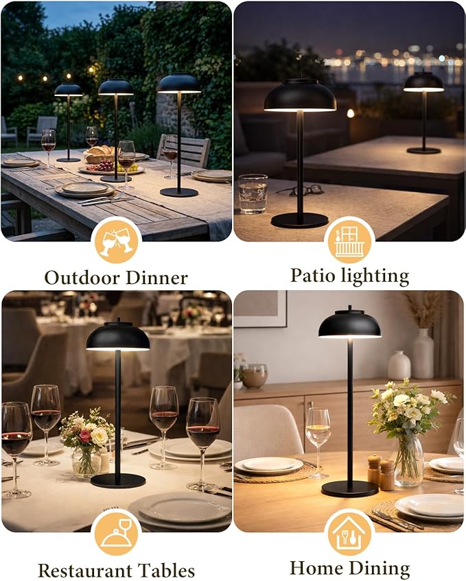 4 Pack Led Cordless Table Lamps Rechargeable,Table Lights Battery Operated-IP65 Waterproof-for Outdoor Patio/Restaurants/Home/Dinner/Table Lighting-Touch Control & Dimmable